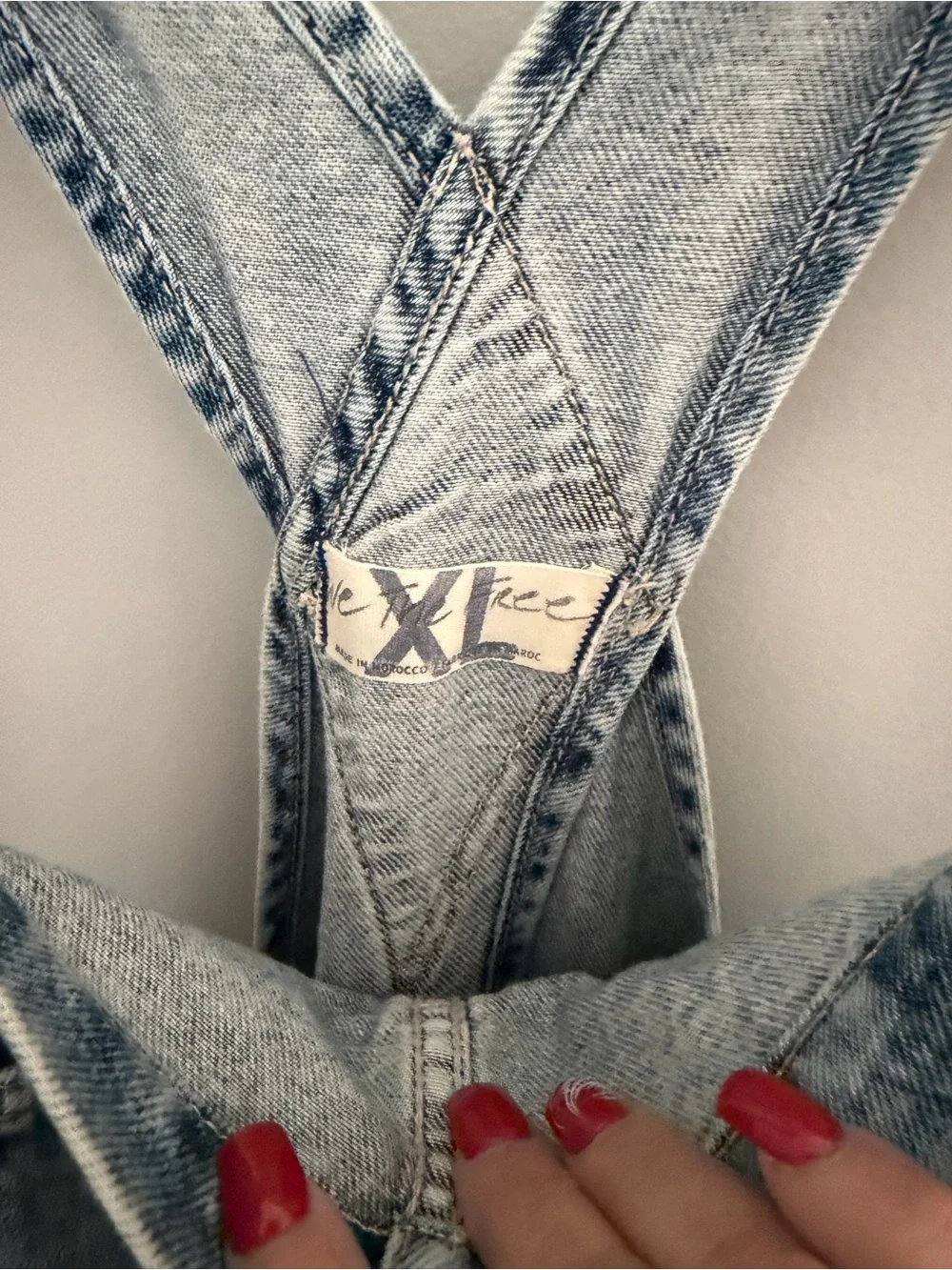 Free People Light Wash Denim Overalls Size XL